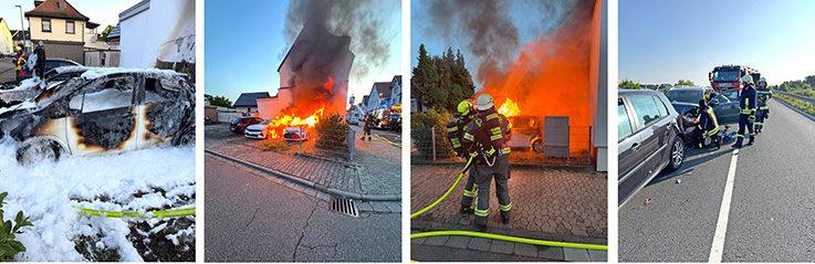 Nauheim-Online: Autobrand und Autounfall in Nauheim